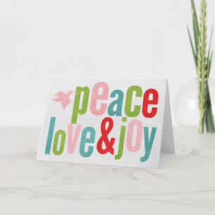 Peace Love and Joy Dove Colourful Holiday Card