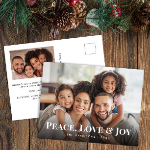 Peace, Love And Joy Family Photo Christmas Holiday Postcard