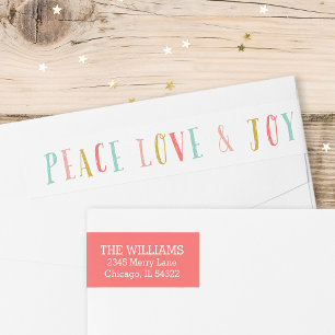 Peace Love and Joy Holiday Return Address Labels