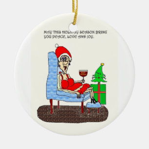 PEACE LOVE AND JOY HOT MAMA CHRISTMAS ORNAMENT