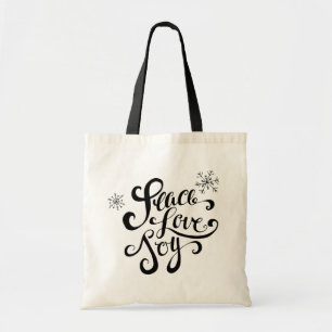 Peace, Love and Joy Rustic Typography Holiday Bag
