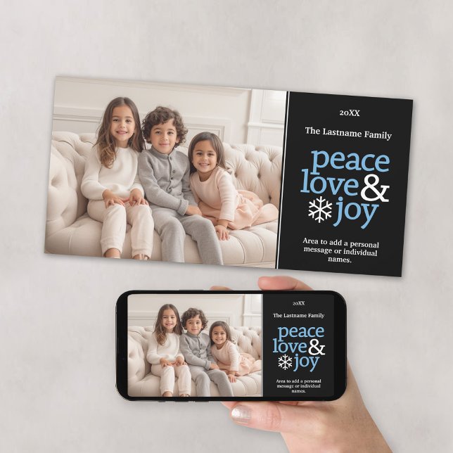 Peace Love and Joy - Simple Christmas Photo Holiday Card (Download this Christmas Photo Card and add it to your social media and send it electronically!)