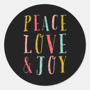Peace Love And Joy Whimsical Holiday Toddler  Classic Round Sticker