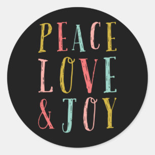 Peace Love And Joy Whimsical Holiday Toddler Classic Round Sticker