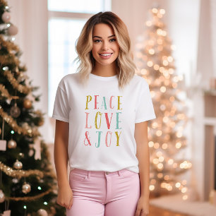 Peace Love and Joy Whimsical Holiday Tri-Blend Shirt