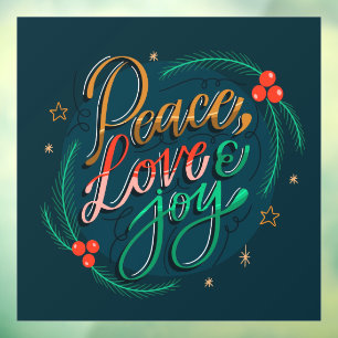 Peace Love and Joy Window Cling