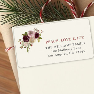 Peace Love and Joy Winter Bouquet Label