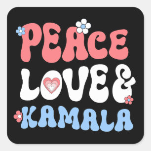 Peace Love and Kamala Harris 2024 Square Sticker