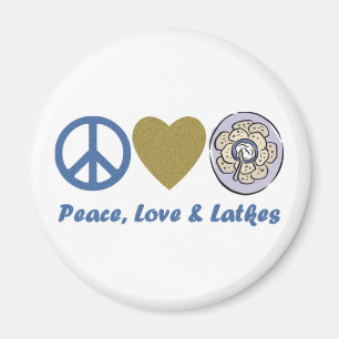 Peace, Love and Latkes Hanukkah Tees and Gifts Magnet