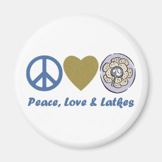 Peace, Love and Latkes Hanukkah Tees and Gifts Magnet