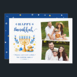 Peace Love and Latkes Happy Hanukkah 2 Photo Holiday Card<br><div class="desc">Send your Wishes with this Holiday Photo card that feature a Stunning Hanukkah Script and Jewish Holiday Symbols to highlight your greeting message.</div>