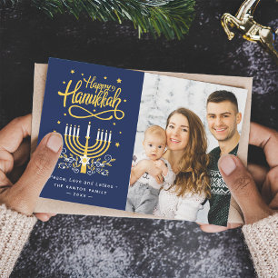 Peace Love and Latkes   Happy Hanukkah Photo Holiday Card
