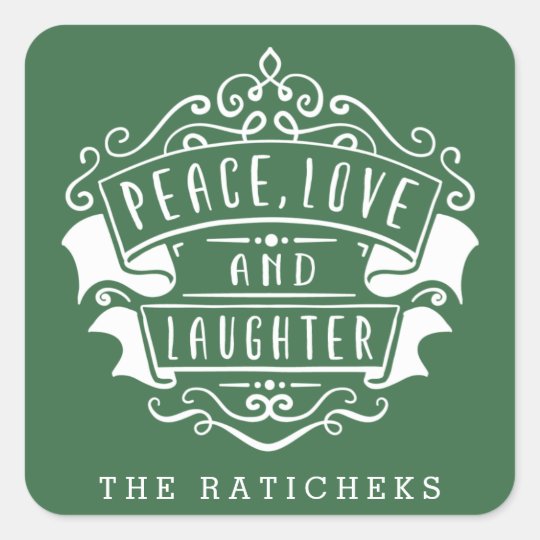 Peace, Love, and Laughter Stickers | Green