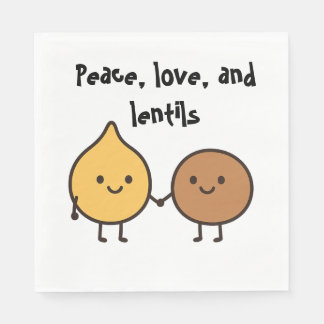 Peace, Love, and Lentils – Funny Vegan Design with Napkin