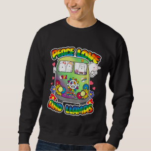 Peace Love And Llamas Hippie Flower Groovy Alpaca Sweatshirt