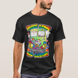 Peace Love And Llamas Hippie Flower Groovy Alpaca T-Shirt