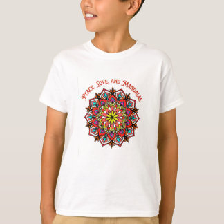 Peace, Love, and Mandalas Colourful Mandala T-Shirt