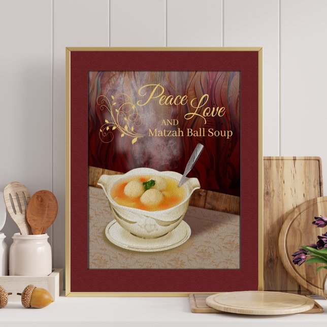 Peace Love and Matzah Ball Soup Kitchen Art Print (Creator Uploaded)