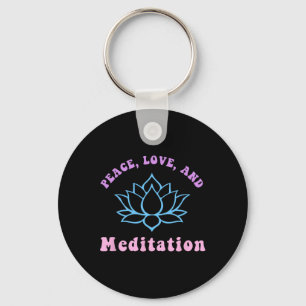 Peace Love And Meditation Trendy Retro Yoga New Ag Key Ring