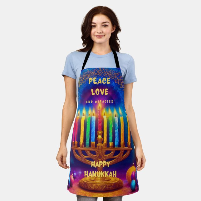 Peace, Love and Miracles- Hanukkah Apron (Worn)