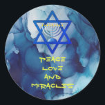 PEACE LOVE AND MIRACLES Holiday HANUKKAH Stickers<br><div class="desc">PEACE LOVE AND MIRACLES Holiday Gift Stickers with Star of David, Menorah and Blue Watercolor pattern - Boasting undeniable classy style this unique Hanukkah gift stickers are perfect to bring smile on the faces your friends and family during the Holiday season !!! This is a beautiful Hanukkah gifts accessory that...</div>