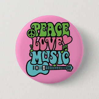 Peace, Love and Music 6 Cm Round Badge