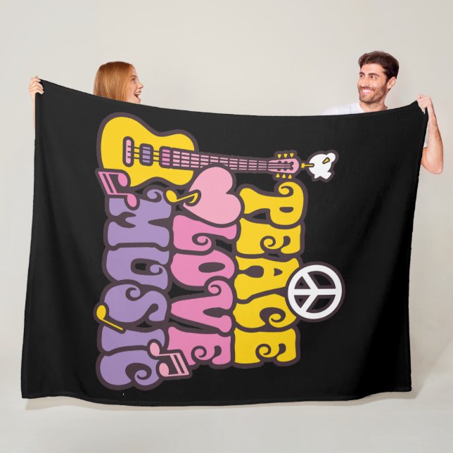 Peace, Love, And Music Fleece Blanket (In Situ)
