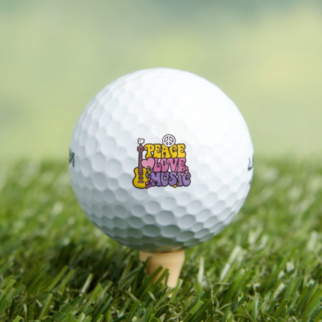 Peace, Love, And Music Golf Balls (Insitu Tee)
