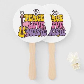 Peace, Love, And Music Hand Fans