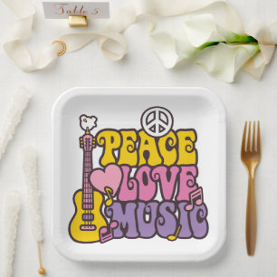 Peace, Love, And Music Paper Plates