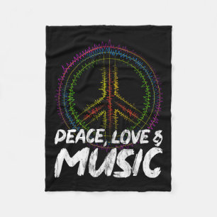Peace Love And Music Peace Fleece Blanket