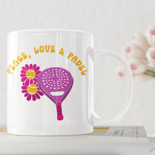 Peace, Love and Padel Flower Power  Coffee Mug