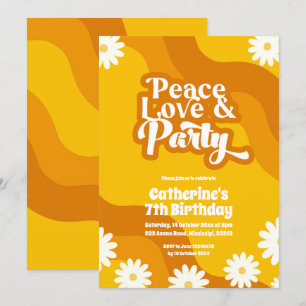Peace Love and Party Birthday invitation