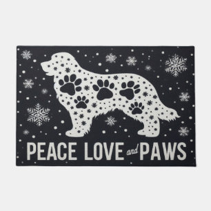 Peace Love and Paws Stylised Bernese Dog Snowflake Doormat