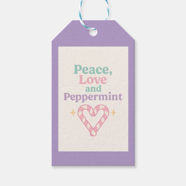 Peace, Love and Peppermint Gift Tags (Front)