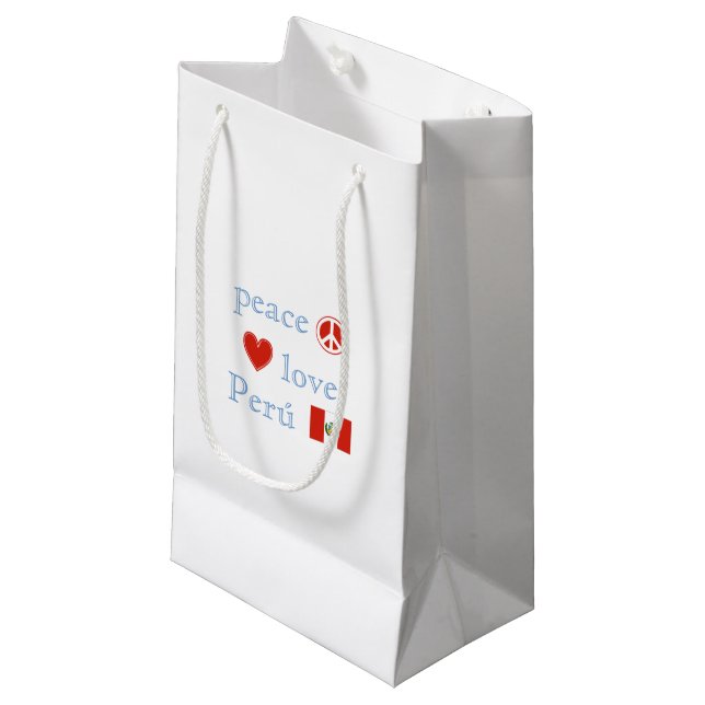Peace Love and Peru Small Gift Bag (Front Angled)