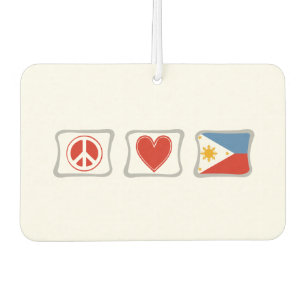Peace Love and Philippines Squares Car Air Freshener