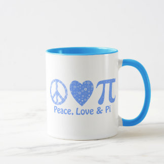 Peace, Love and Pi Blues Mug