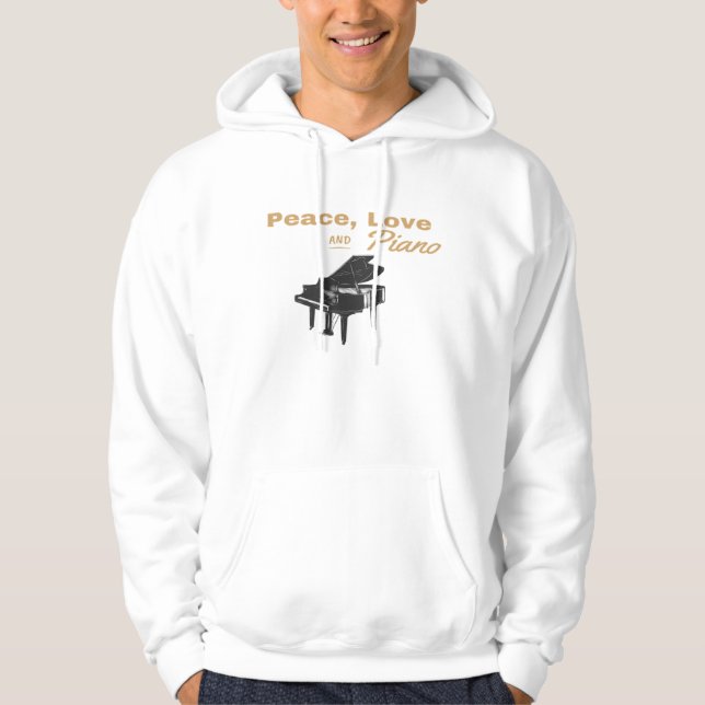 Peace Love and Piano Grand Piano Pianist   Hoodie (Front)