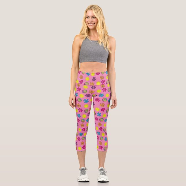 Peace Love and Pickleball Capri Leggings (Front)