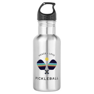 Peace Love and Pickleball Striped Paddles 532 Ml Water Bottle