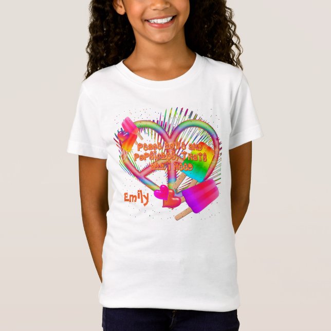 Peace Love and Popsicles-Girls Tee (Front)