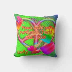 Peace Love and Popsicles-Sq Throw Pillow