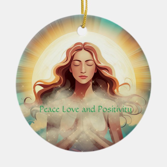 Peace Love and Positivity  Ceramic Tree Decoration (Front)