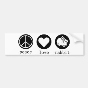 peace love and rabbit bumper sticker