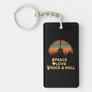 Peace Love and Rock N Roll Key Ring