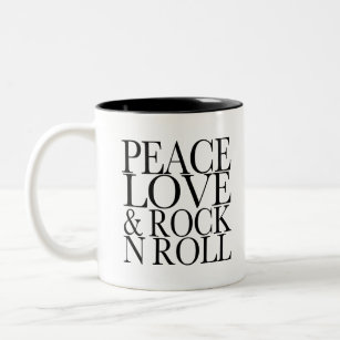 Peace Love and Rock 'N Roll Two-Tone Coffee Mug