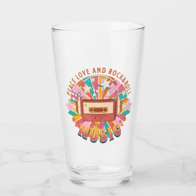 Peace love and rock & roll glass (Front)