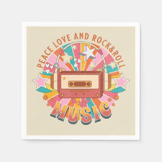 Peace love and rock & roll napkin (Front)