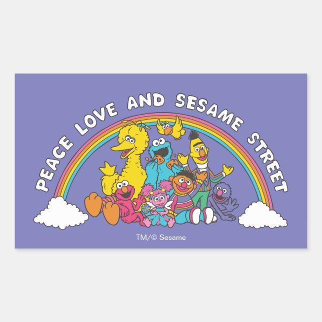 Peace, Love and Sesame Street Rectangular Sticker (Front)